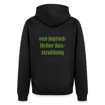 von jugendlicher Ausstrahlung - Unisex Premium Bio Zip Hoodie - Schwarz - Hinten - Nico (187cm)