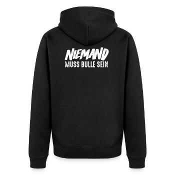 NIemand muss Bulle sein - Unisex Premium Bio Zip Hoodie - Schwarz - Hinten - Nico (187cm)