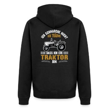 Ich schnarche nicht Traktor Trecker lustig Spruch - Unisex Premium Bio Zip Hoodie - Schwarz - Hinten - Nico (187cm)