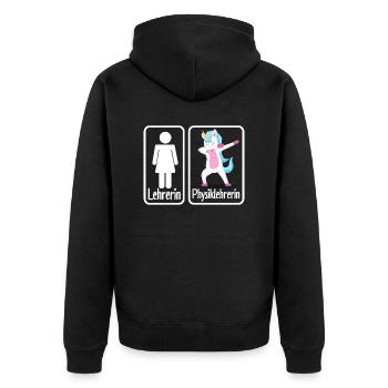 Physiklehrerin Physikerin - Unisex Premium Bio Zip Hoodie - Schwarz - Hinten - Nico (187cm)