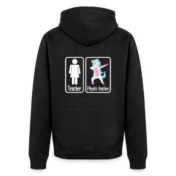Physics teacher Physicist - Unisex Premium Organic Zip Hoodie - black - Back - Nico (187cm)