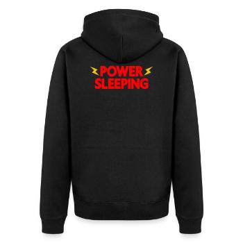 T-shirt officiel POWER SLEEPING Pyjama - Veste à capuche bio Premium Unisexe - noir - Dos - Nico (187cm)