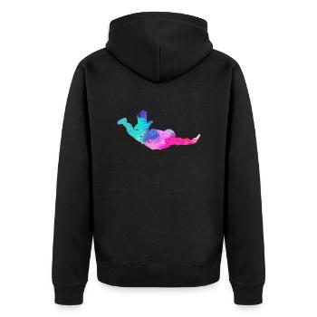 Fallschirmspringen Fallschirmspringer - Unisex Premium Bio Zip Hoodie - Schwarz - Hinten - Nico (187cm)