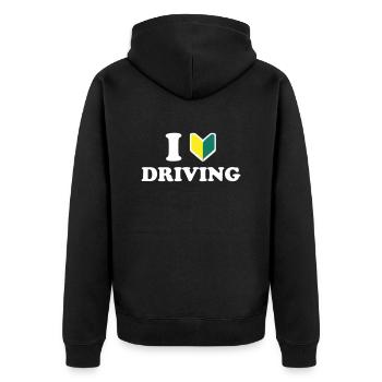 I Wakaba [Heart/Love] Driving - Unisex Premium Organic Zip Hoodie - black - Back - Nico (187cm)