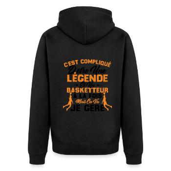 Une Légende Et Un Basketteur - Veste à capuche bio Premium Unisexe - noir - Dos - Nico (187cm)
