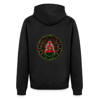 Buddha - Unisex Premium Bio Zip Hoodie - Schwarz - Hinten - Nico (187cm)
