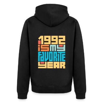 1992 is my favorite year 30 years anniversary - Unisex Premium Organic Zip Hoodie - black - Back - Nico (187cm)
