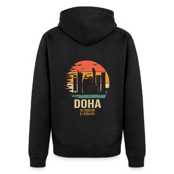 Katar Doha Doha Katar - Unisex Premium Bio Zip Hoodie - Schwarz - Hinten - Nico (187cm)