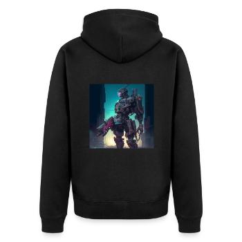 Robot - Unisex Premium Bio Zip Hoodie - Schwarz - Hinten - Nico (187cm)