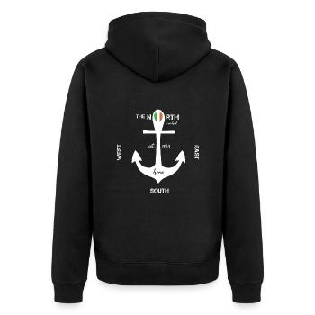 Irland irisch Dublin - Unisex Premium Bio Zip Hoodie - Schwarz - Hinten - Nico (187cm)