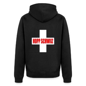 Hopp schwiiz - Veste à capuche bio Premium Unisexe - noir - Dos - Nico (187cm)