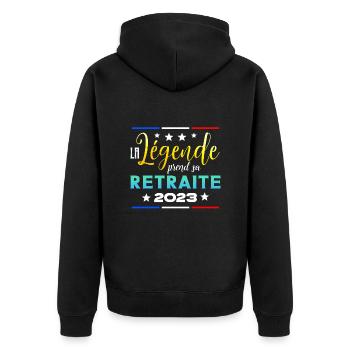 La Légende Prend sa Retraite 2023 - Humour F/H - Veste à capuche bio Premium Unisexe - noir - Dos - Nico (187cm)