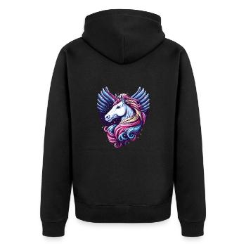 UNICORN FAIRY TALE PRINCESS CASTLE MAGIC CREATIVE - Unisex Premium Organic Zip Hoodie - black - Back - Nico (187cm)