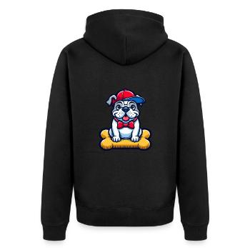 BULLDOGGE BULLDOG BULLY BULLIES FRENCHIE MOPS HUND - Unisex Premium Bio Zip Hoodie - Schwarz - Hinten - Nico (187cm)