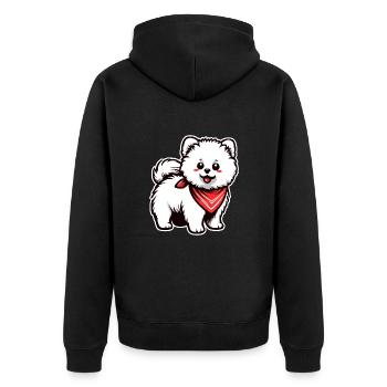 DOG MALTESE DWARF POINTED SAMOYED POODLE BANDANA - Unisex Premium Organic Zip Hoodie - black - Back - Nico (187cm)