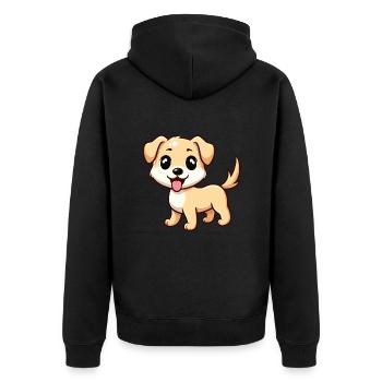 HUND VIERBEINER RÜDE HÜNDIN PFOTE LIEBE TIERFREUND - Unisex Premium Bio Zip Hoodie - Schwarz - Hinten - Nico (187cm)
