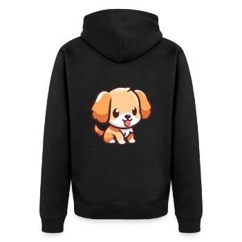 HUND VIERBEINER RÜDE HÜNDIN PFOTE LIEBE TIERFREUND - Unisex Premium Bio Zip Hoodie - Schwarz - Hinten - Nico (187cm)