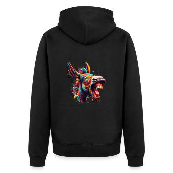 ESEL VERRÜCKT PFERD BUNT FARBEN OHREN PARTY DONKEY - Unisex Premium Bio Zip Hoodie - Schwarz - Hinten - Nico (187cm)