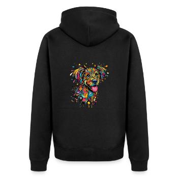 DOG COLORFUL COLORFUL RAINBOW GRAFFITI BLOB - Unisex Premium Organic Zip Hoodie - black - Back - Nico (187cm)