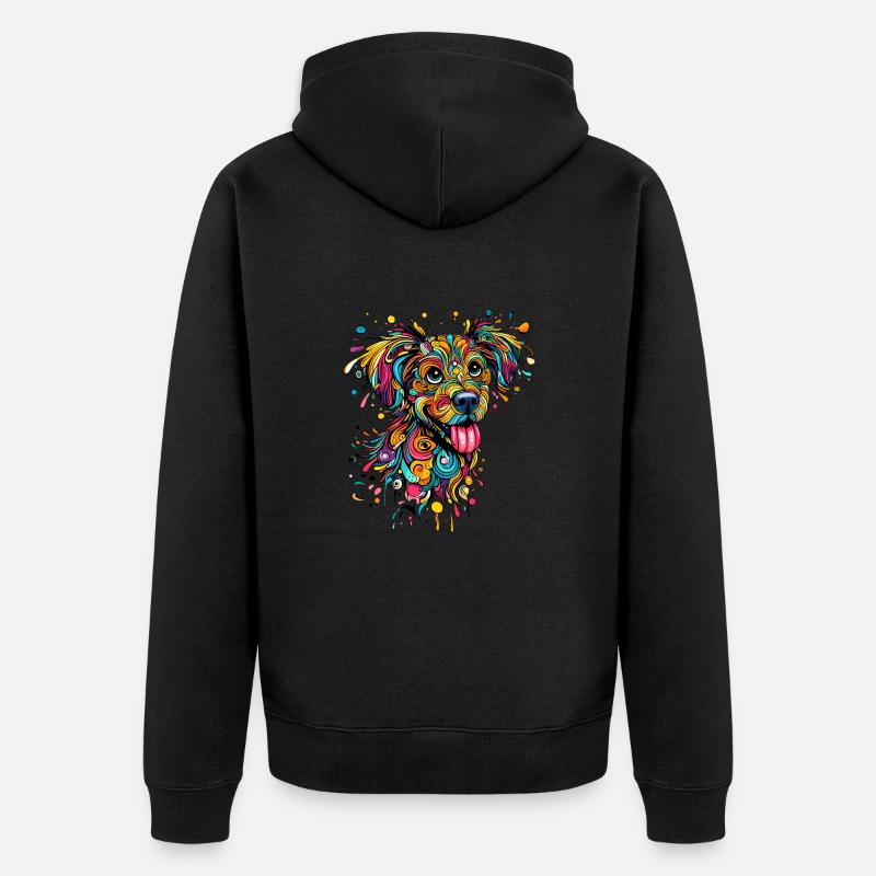 CHIEN COLORÉ COLORÉ ARC-EN-CIEL GRAFFITI BLOB - Veste à capuche bio Premium Unisexe - noir