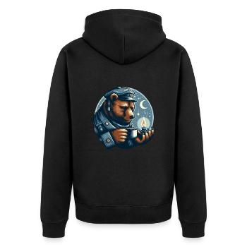 BEAR TEALIGHT MOONLIGHT MARITIME COFFEE TEA NORTH - Unisex Premium Organic Zip Hoodie - black - Back - Nico (187cm)