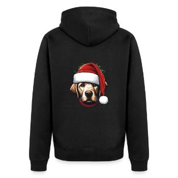 DOG MERRY CHRISTMAS FAMILY PET LOVE HEART - Unisex Premium Organic Zip Hoodie - black - Back - Nico (187cm)