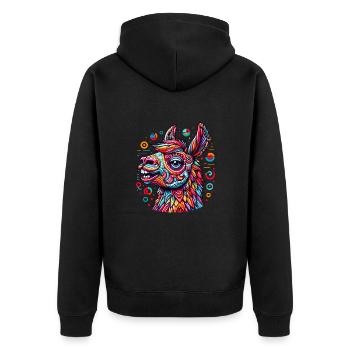 ALPACA HIPPIE TATTOO COLORFUL COLORFUL RAINBOW - Unisex Premium Organic Zip Hoodie - black - Back - Nico (187cm)