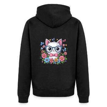 CAT, KITTEN, KITTEN, PET, FLOWER, MEADOW, SPRING - Unisex Premium Organic Zip Hoodie - black - Back - Nico (187cm)