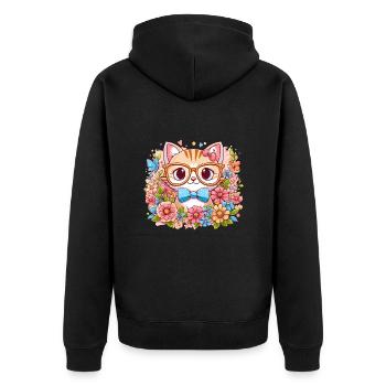 CAT, KITTEN, KITTEN, PET, FLOWER, MEADOW, SPRING - Unisex Premium Organic Zip Hoodie - black - Back - Nico (187cm)