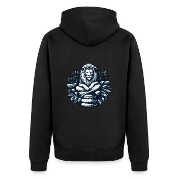 LION, ROCHE, CALME, MÉDITATION, FORCE, CONCENTRATION, SAVANE - Veste à capuche bio Premium Unisexe - noir - Dos - Nico (187cm)