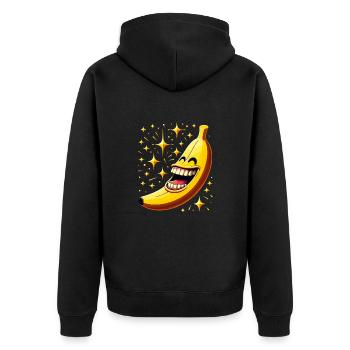 LAUGHING BANANA HAPPY FRUIT HAPPY SMILE JOKE - Unisex Premium Organic Zip Hoodie - black - Back - Nico (187cm)