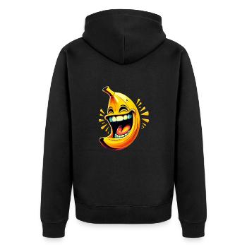 LAUGHING BANANA HAPPY FRUIT HAPPY SMILE JOKE - Unisex Premium Organic Zip Hoodie - black - Back - Nico (187cm)