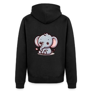 ÉLÉPHANT ANIMAL BÉBÉ MIGNON ENFANT ENFANT IDÉE CADEAU - Veste à capuche bio Premium Unisexe - noir - Dos - Nico (187cm)