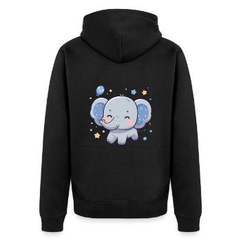 ÉLÉPHANT ANIMAL BÉBÉ MIGNON BAMBIN ENFANT IDÉE CADEAU - Veste à capuche bio Premium Unisexe - noir - Dos - Nico (187cm)