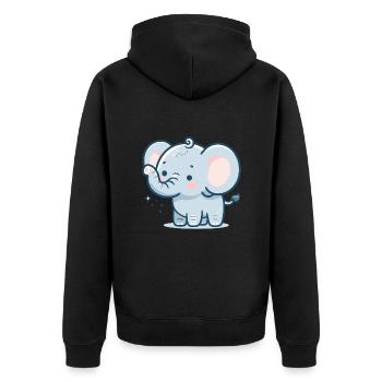 ÉLÉPHANT ANIMAL BÉBÉ MIGNON ENFANT ENFANT IDÉE CADEAU - Veste à capuche bio Premium Unisexe - noir - Dos - Nico (187cm)