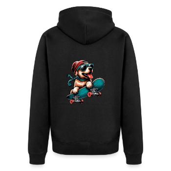LABRADOR RETRIEVER DOG SKATEBOARD GOGGLES FASHION - Unisex Premium Organic Zip Hoodie - black - Back - Nico (187cm)