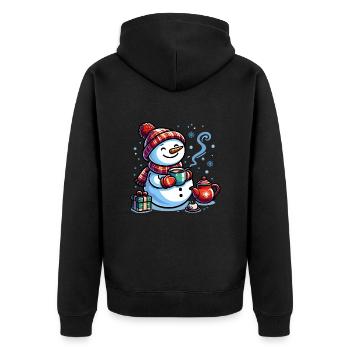 SNOWMAN COLD DRINK HEAT COFFEE TEA WINTER - Unisex Premium Organic Zip Hoodie - black - Back - Nico (187cm)