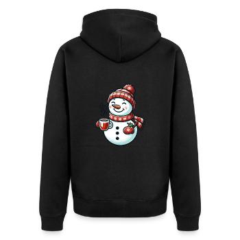 SNOWMAN COLD DRINK HEAT COFFEE TEA WINTER - Unisex Premium Organic Zip Hoodie - black - Back - Nico (187cm)