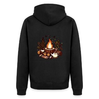 FIRE PIT WINTER CHRISTMAS SCARF TEAPOT GREEN - Unisex Premium Organic Zip Hoodie - black - Back - Nico (187cm)