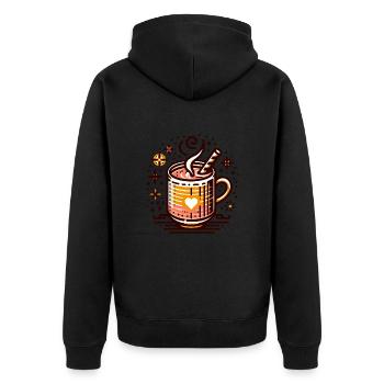 WINTER HOT DRINK COFFEE CAFÉ TEA REST TIME - Unisex Premium Organic Zip Hoodie - black - Back - Nico (187cm)