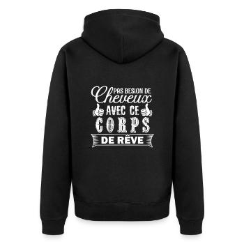 pas besoin de cheveux avec ce corps de rêve - Veste à capuche bio Premium Unisexe - noir - Dos - Nico (187cm)