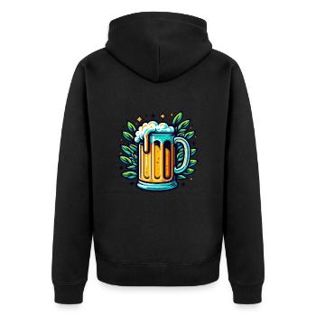 BIÈRE PRESSION, BOISSON, BOISSON, PICHET, MALT, HOUBLON - Veste à capuche bio Premium Unisexe - noir - Dos - Nico (187cm)
