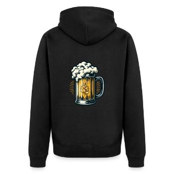 BIÈRE PRESSION, BOISSON, BOISSON, PICHET, MALT, HOUBLON - Veste à capuche bio Premium Unisexe - noir - Dos - Nico (187cm)
