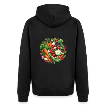 VEGETABLE PLATTER, VEGETABLE, PLANT, COLORFUL, VEGETARIAN, VEGAN - Unisex Premium Organic Zip Hoodie - black - Back - Nico (187cm)
