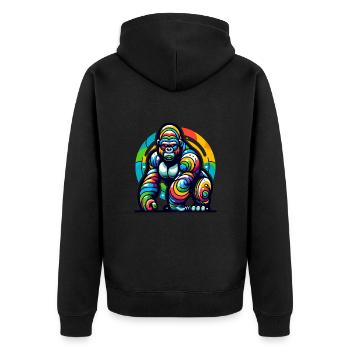 ASSIS GORILLE SINGE ANIMAL COULEURS COLORÉES ART ROND - Veste à capuche bio Premium Unisexe - noir - Dos - Nico (187cm)