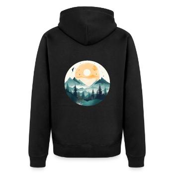 Wildtierbäume im Freien Natur Retro Wald - Unisex Premium Bio Zip Hoodie - Schwarz - Hinten - Nico (187cm)