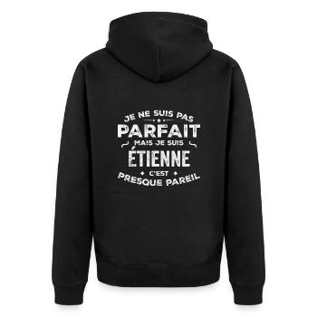 Etienne A first name, a story, a personality - Unisex Premium Organic Zip Hoodie - black - Back - Nico (187cm)
