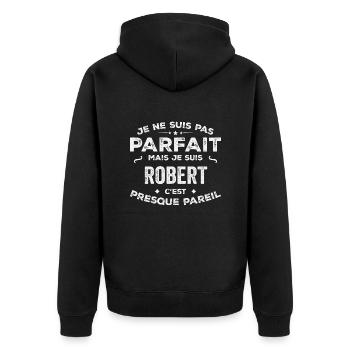 Robert Ein Vorname, eine Geschichte, eine Persönlichkeit - Unisex Premium Bio Zip Hoodie - Schwarz - Hinten - Nico (187cm)