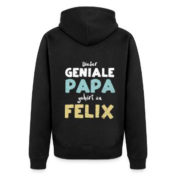 Dieser Geniale Papa Gehört Zu Felix - Unisex Premium Bio Zip Hoodie - Schwarz - Hinten - Nico (187cm)