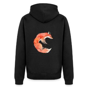 Fuchs - Unisex Premium Bio Zip Hoodie - Schwarz - Hinten - Nico (187cm)